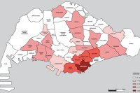 Map illustrating the distribution of street homeless people in Singapore