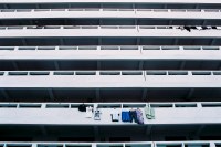 A HDB block with clothes left out to dry