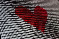 Red heart made out of binary digits (Photo by Alexander Sinn on Unsplash)