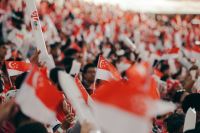 Waving of Singapore flags
